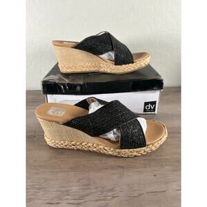 DV Dolce Vita Women's Erial Crossband Raffia Wedge Sandals‎ Size 8.5 New in Box